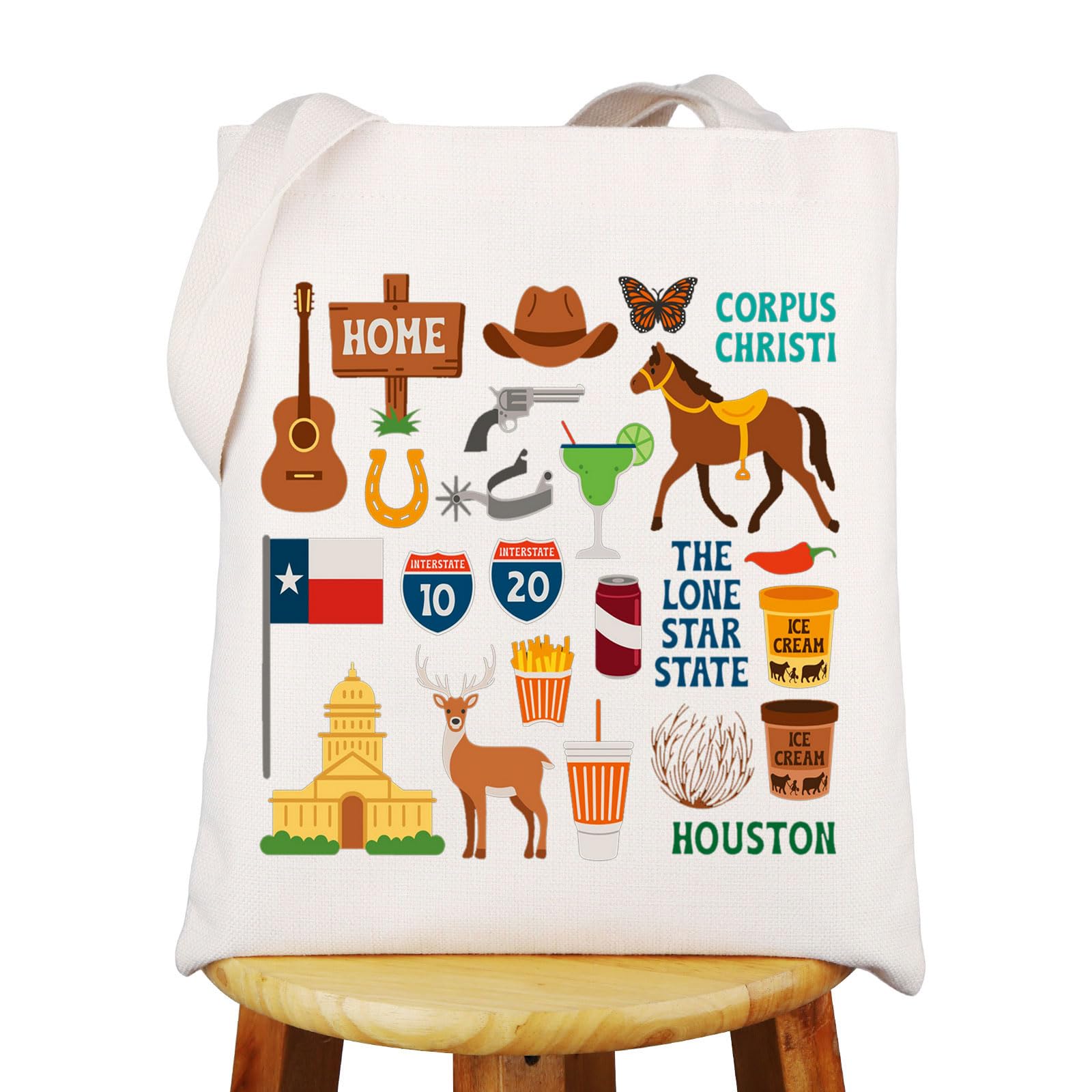 WZMPA Houston Texas Trip Canvas Tote Bag Houston Vacation Gift Houston Corpus Christi Shoulder Bag Houston Travel Merchandise