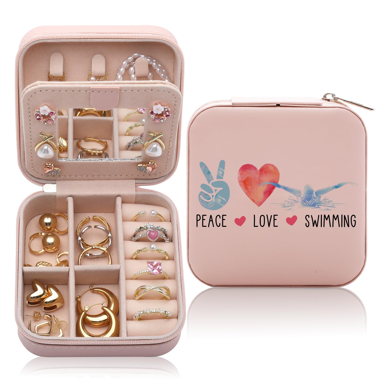 CEASQVAA Swimming Gifts for Women Jewelry Box, Swimming Team Gifts Swim Coach Teacher Gifts for Female, Swim Jewelry Case Organizer for Swimmers Accessories Stuff