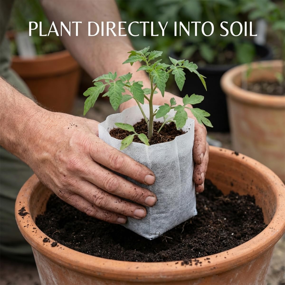 gardtree Bolsas de cultivo de plantas no tejidas de 11.7 x 13.5 pulgadas, 100 unidades, bolsas biodegradables para plantas de jardín, bolsas de cultivo de plántulas para cultivar vegetales, flores,
