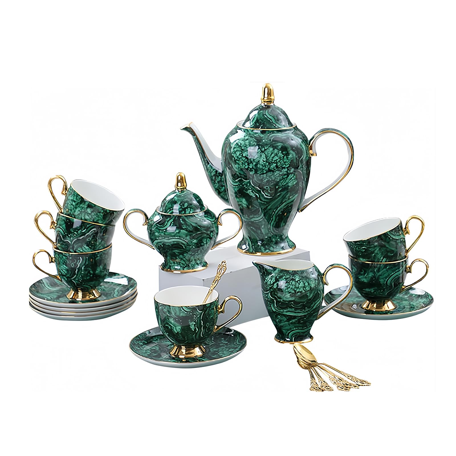 美品 Classico 上下セット　ディープグリーン Amazon.com | RIS LAN Bone China Coffee Tea Sets, 15-Piece Dark