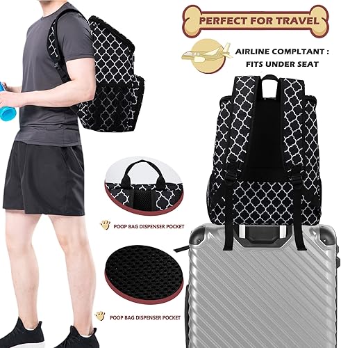 Miniatura 5 de BAGLHER Mochila de viaje para perros, mochila de suministros para mascotas aprobada por aerolíneas, mochila de viaje para perros con 2 cuencos