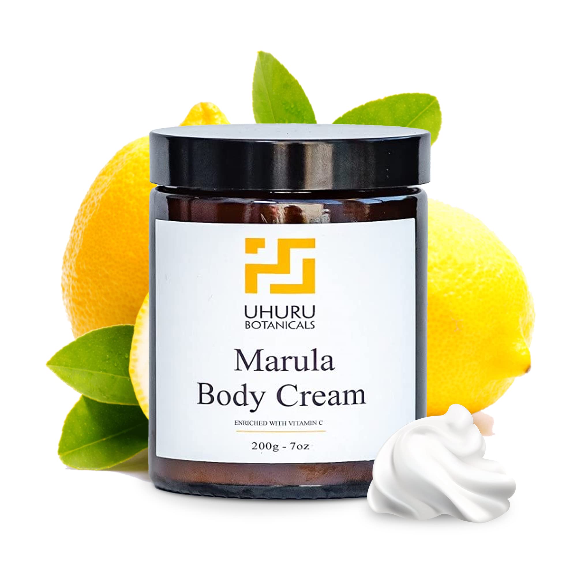Uhuru Botanicals – Marula Body Cream, Moisturizing Cream for Face and Body Care, Alternative with Shea Butter, Marula Oil and Vitamin C, For All Skin Types, 7 ounces