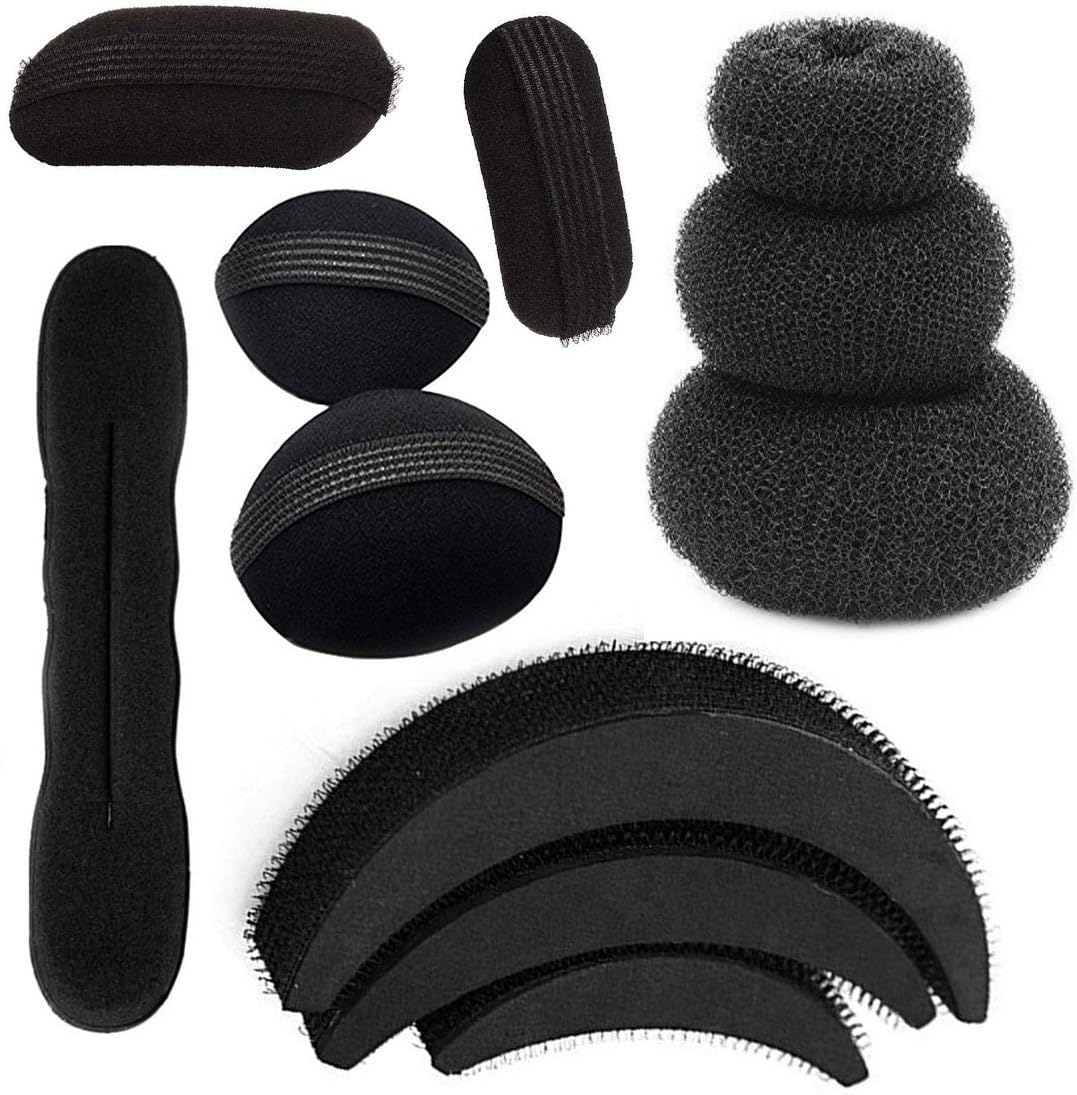 GadinFashion™ Pack of 11 Items Combo Juda Makers Bun Maker Hair Puff Maker Hair Design Maker Accessories Set For Women and Girls (Black) Pack of 11