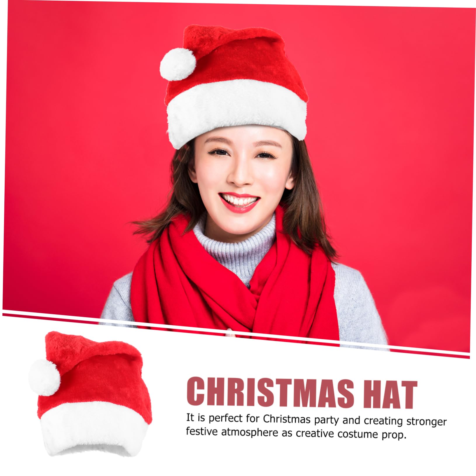 jojofuny 5 Piezas Gorro de Papá Noel de felpa gorras de navidad trajes rosas decoración regalos sombrero de navidad cálido gorro de Papá Noel brillar sombrero de Santa ropa Decorar hombre