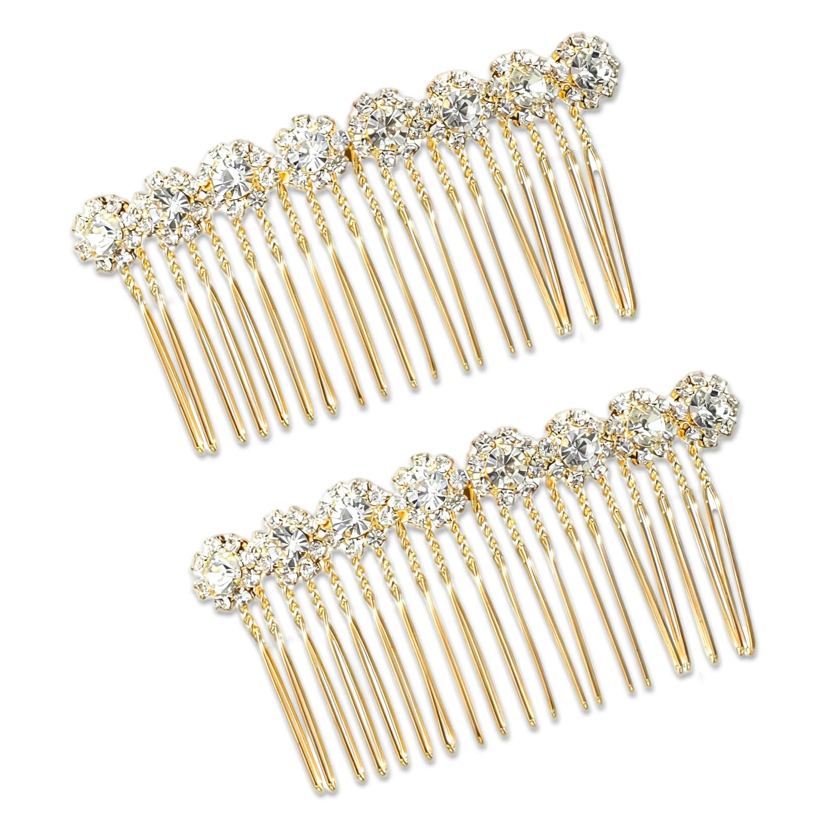 2Pcs Rhinestone Side Hair Combs Hair Combs for Women Accessories Gold Pearl Decorative Hair Comb Bridal Jewelry Clips Comb for Women Bridal Wedding Hairs Accessories