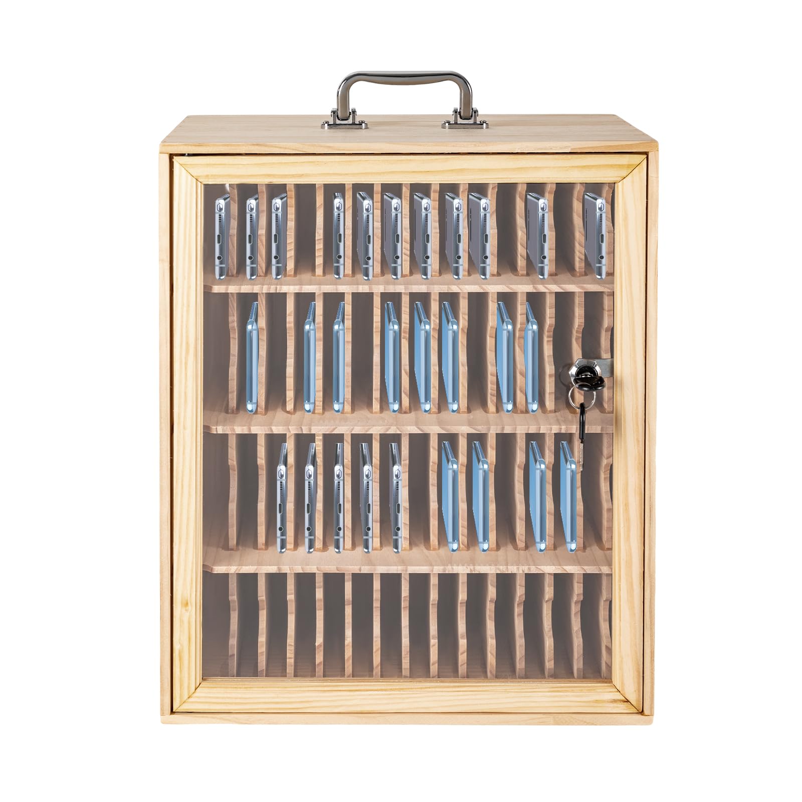 Meuble téléphone bois 60 fentes pour salle de classe et espace de travail