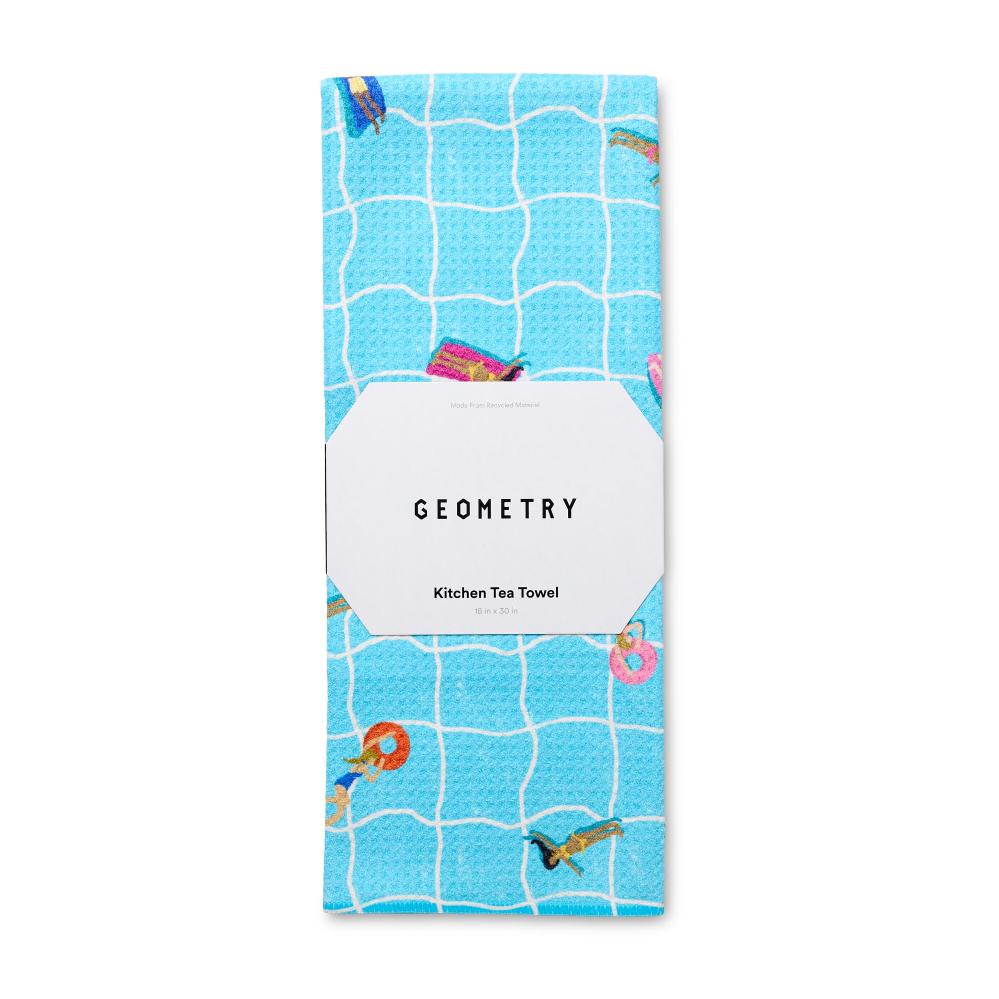 GEOMETRY Tea Towels – Spring & Summer Collection – Quick-Dry, Ultra-Absorbent, Reusable Microfiber Kitchen Towels for Drying & Cleaning - At The Pool - 1 Pack At the Pool 18" x 30" (1 Pack)