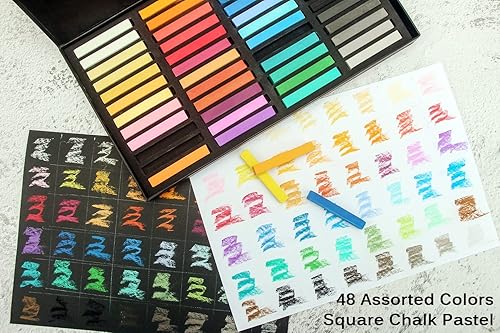 Miniatura 3 de Juego de tizas pastel suaves no tóxicas para artistas profesionales, 48 colores pastel de tiza cuadrada para dibujar, mezclar, capas, sombreado,