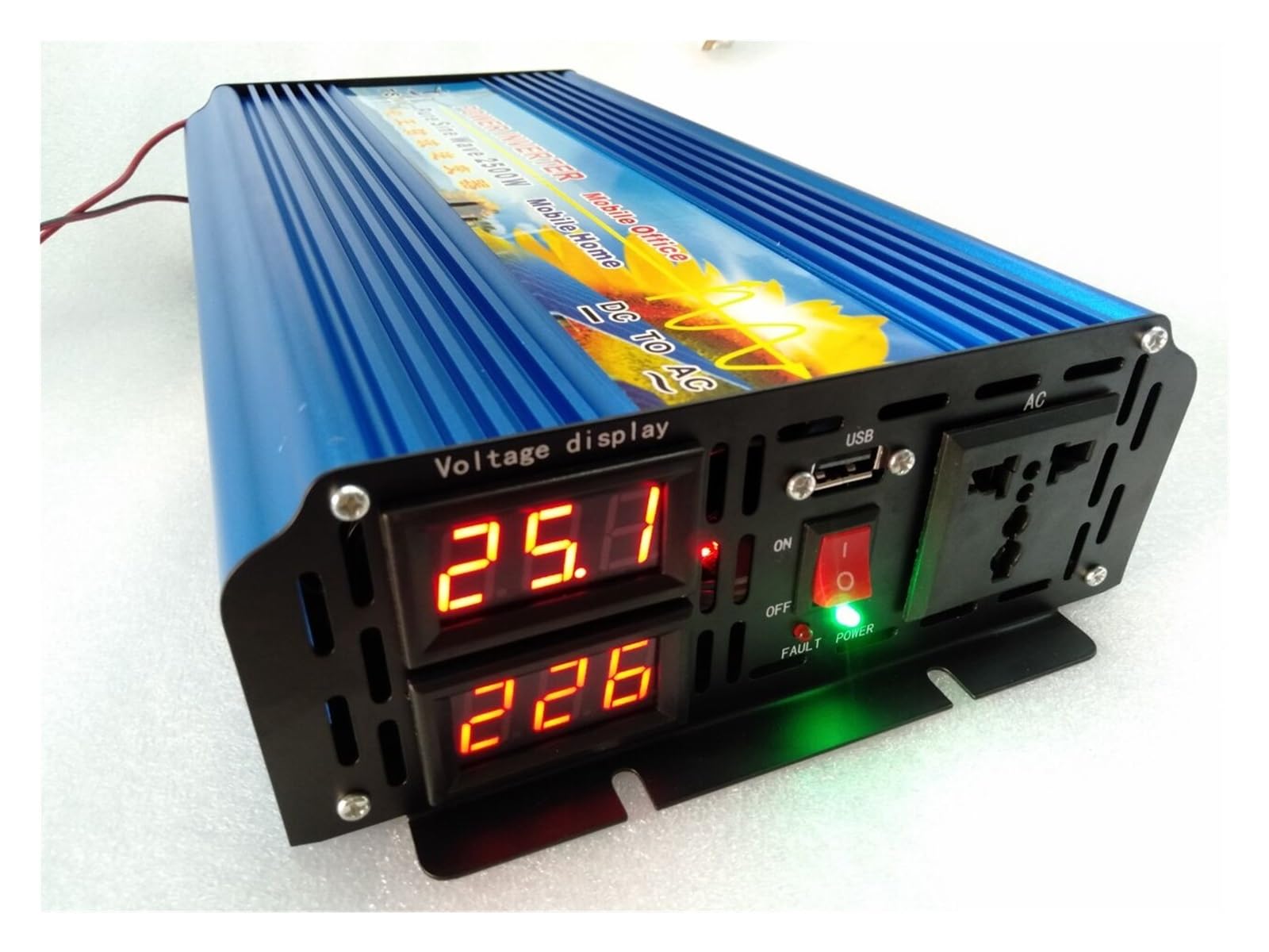 Potencia 2.5KW 2500W DC 24V a AC 220V 60HZ Pantalla Digital Inversor de Onda sinusoidal Pura(50HZ,12V-110-120V)