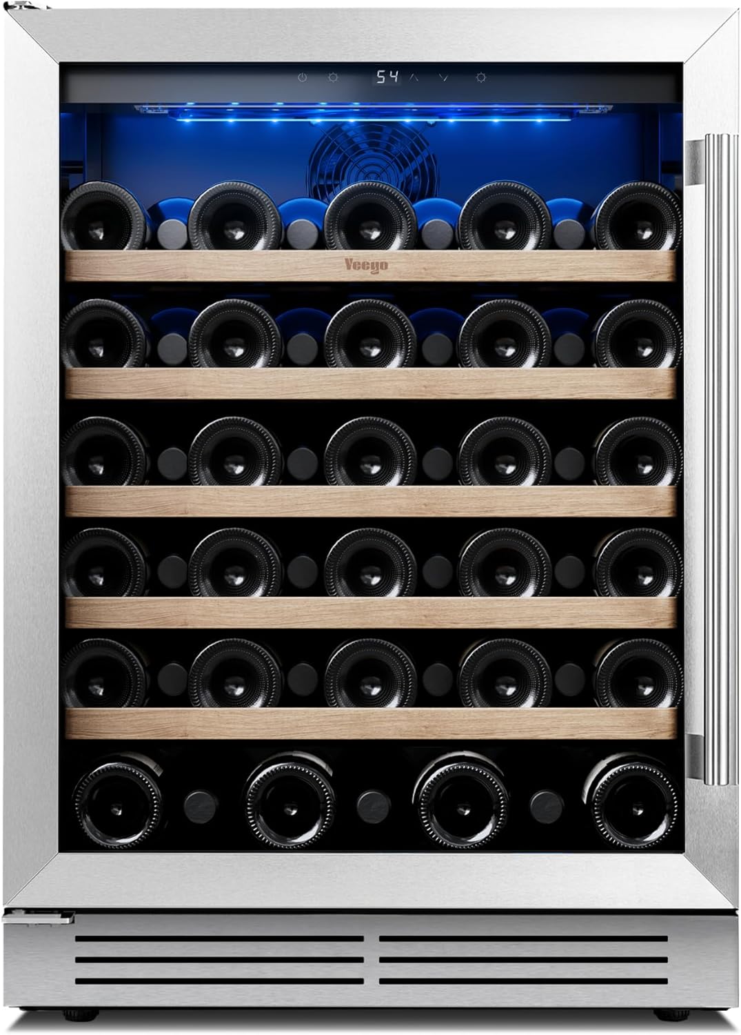 Yeego 24 Inch Wine Fridge Cooler - 52 Bottles Wine Cooler with Glass Door, 40-65℉ Built-In or Freestanding Refrigerator, Under Counter Wine Fridge for Kitchen Bar Office (Left-Hinged)