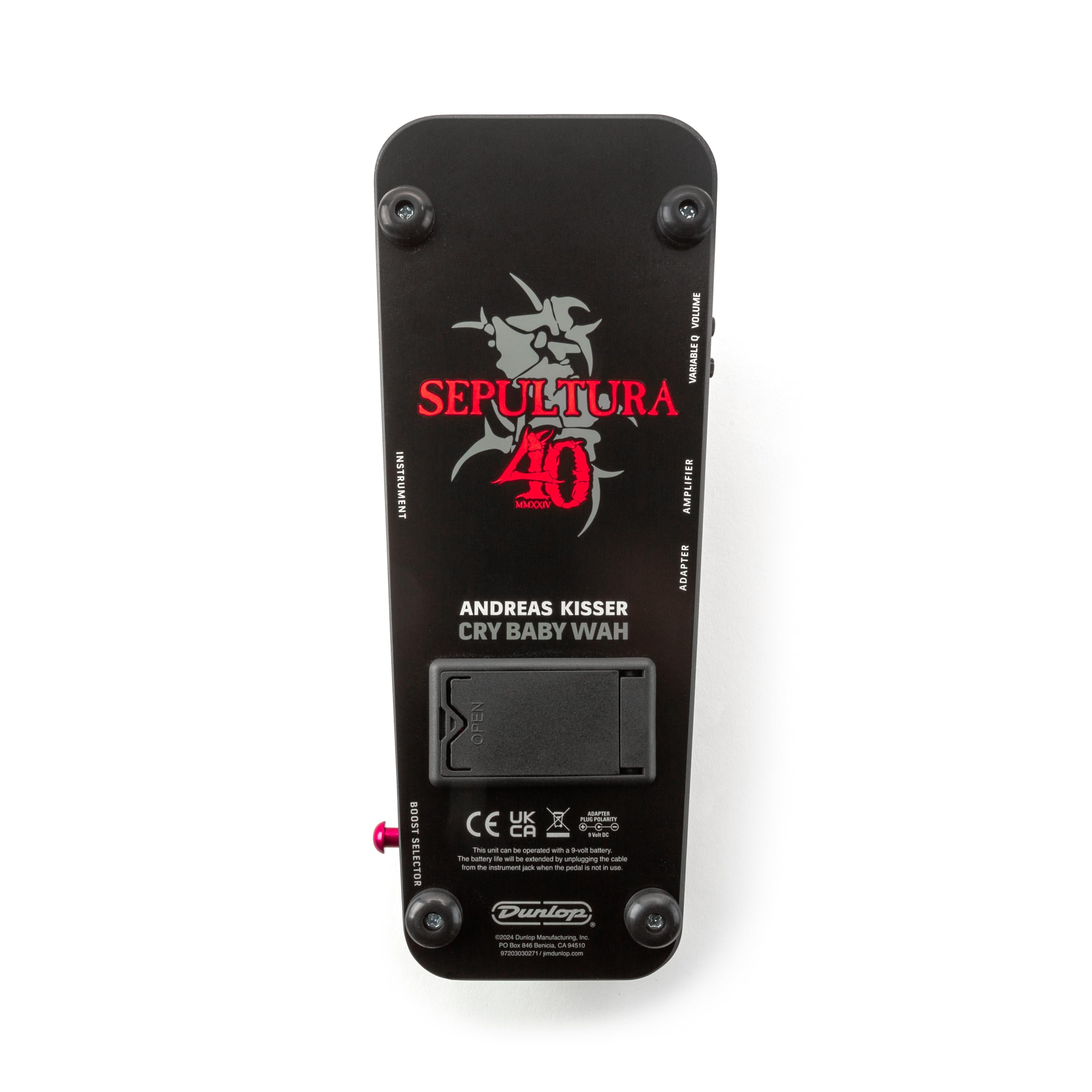 Dunlop AK95MMXXIV Sepultura 40th Anniversary Cry Baby Wah Limited Edition für E-Gitarre mit personalisierter Grafik, ikonischem Klang und True Bypass