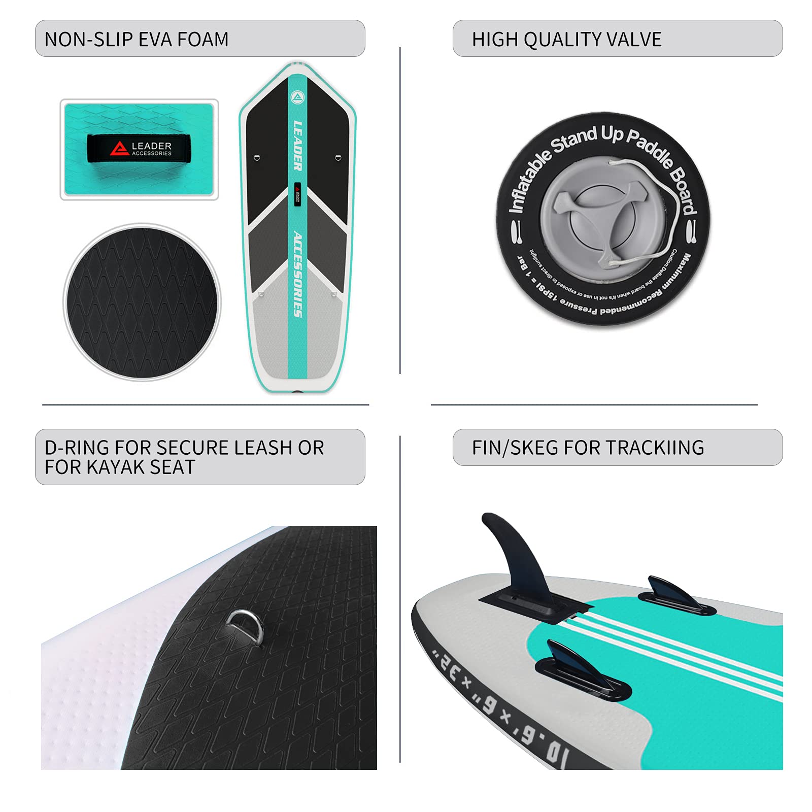 SUP インフレータブル ミントグリーン スタンドアップパドルボード Amazon | Leader Accessories SUP インフレータブル サップ