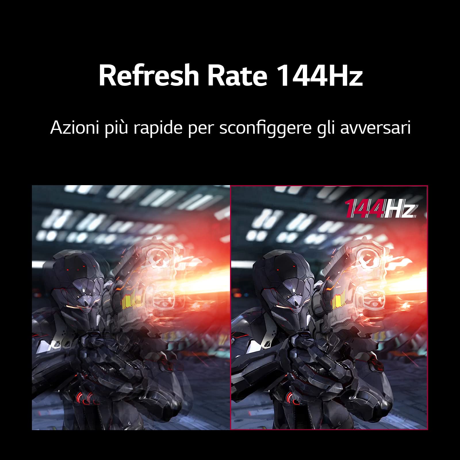 LG 27GN60R UltraGear Gaming Monitor 27" Full HD IPS HDR 10, 1920x1080, 1ms, AMD FreeSync Premium 144Hz, HDMI 2.0 (HDCP 2.2), Display Port 1.4, AUX, Flicker Safe, Nero
