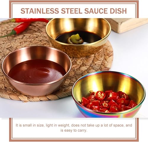 Miniatura 4 de ABOOFAN 4 unidades de platos de salsa de oro rosa, recipientes para aperitivos, cuencos de salsa de soja, platos de condimentos con sabor a plato de