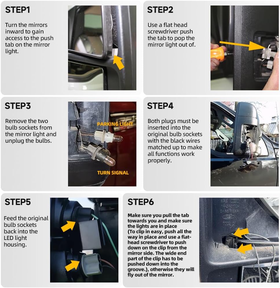 NJSBYL LED Switchback Mirror Lights for 2008-2016 F0rd F250 F350 F450 F550 Super Duty Truck White DRL Running Side Mirror Marker Sequential Amber Turn Signal Lights Smoke lens