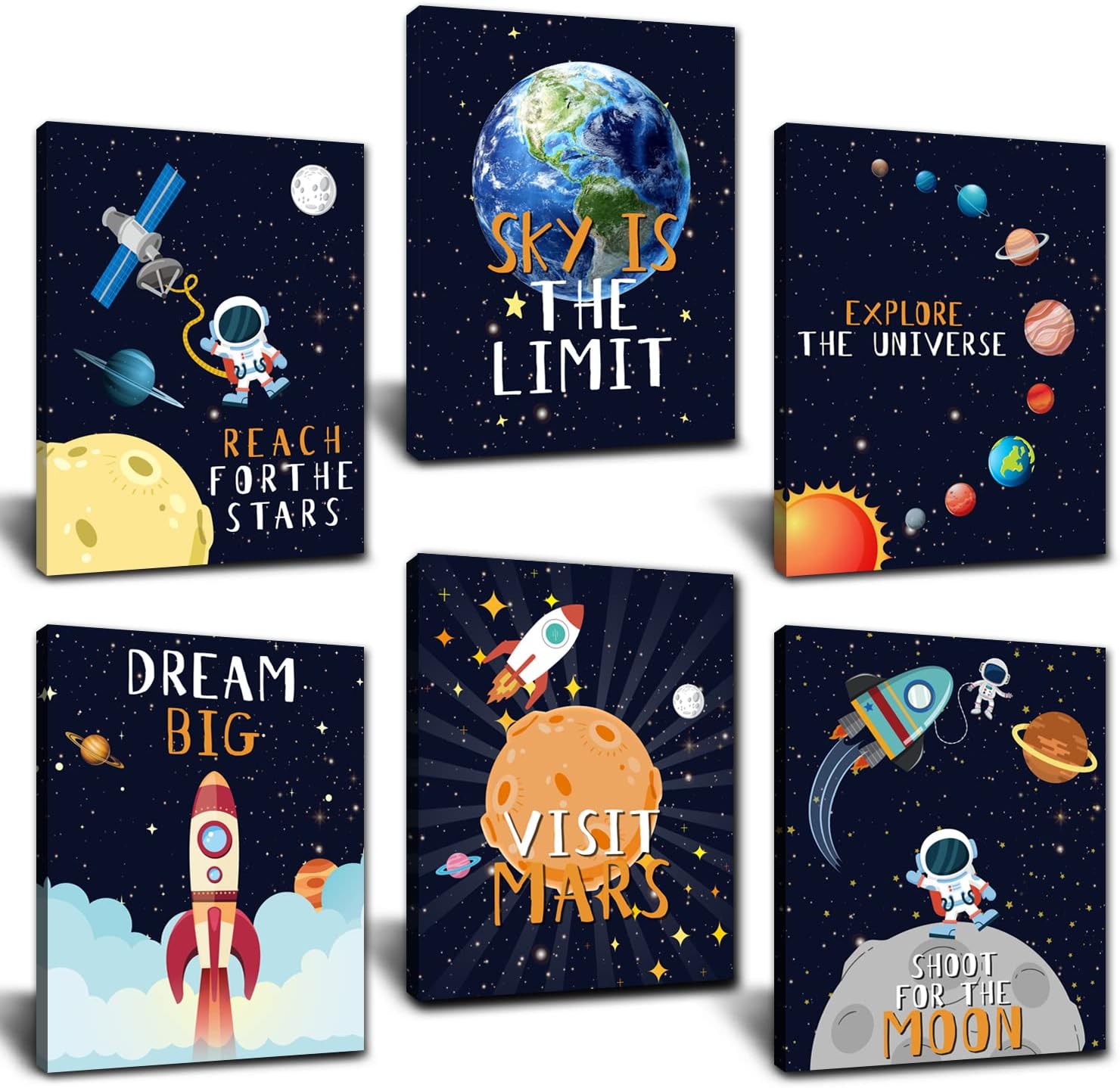 Astronaut Outer Space Themed Bedroom Decor Canvas Posters