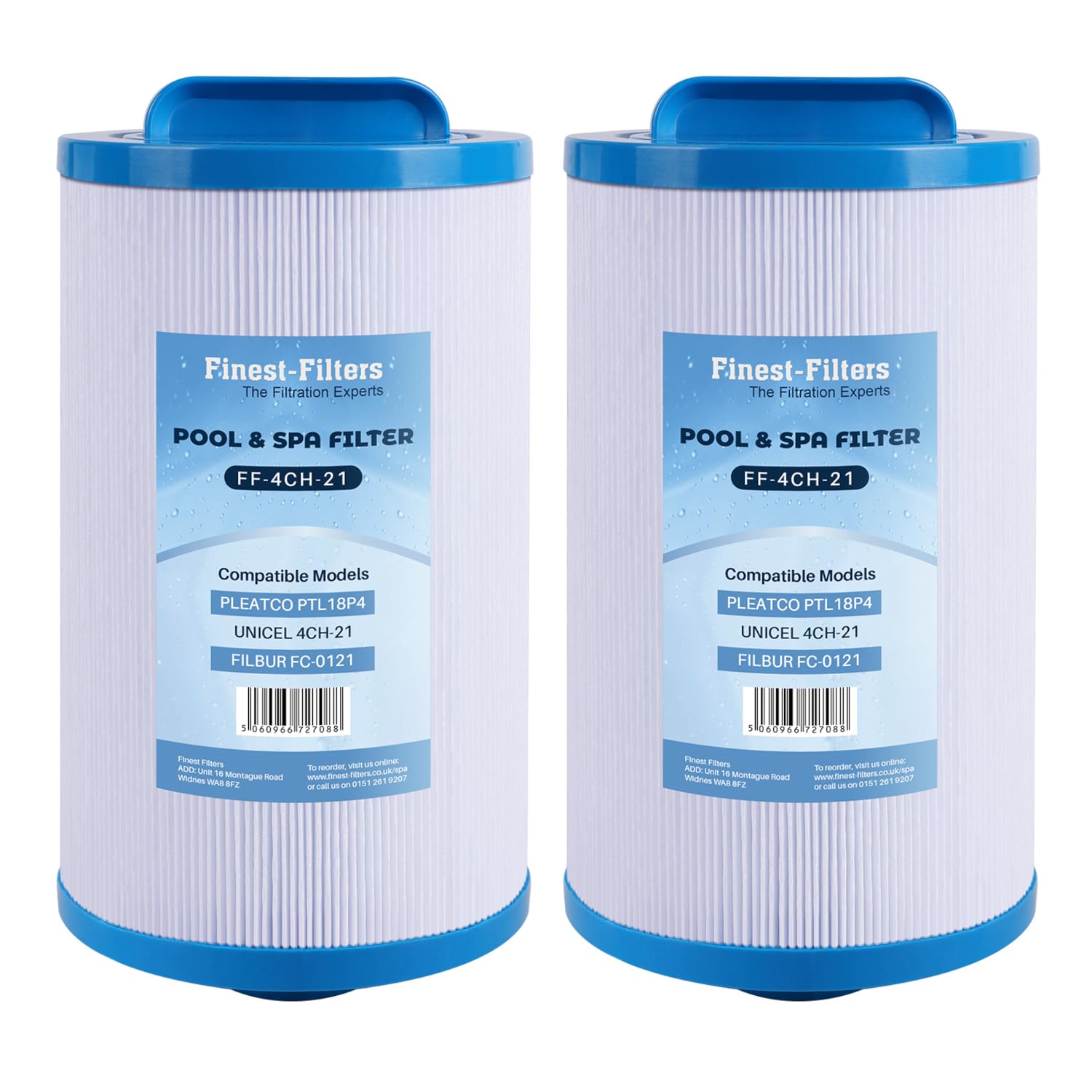 Finest-Filters Replacement Spa Filter Compatible with Pleatco PTL18P4, Unicel 4CH-21, PDM25P4, Filbur FC-0121, 20245-238, Baleen AK-9003, PVT-25N, SD-00845 Hot Tub Filters (2 Pack)