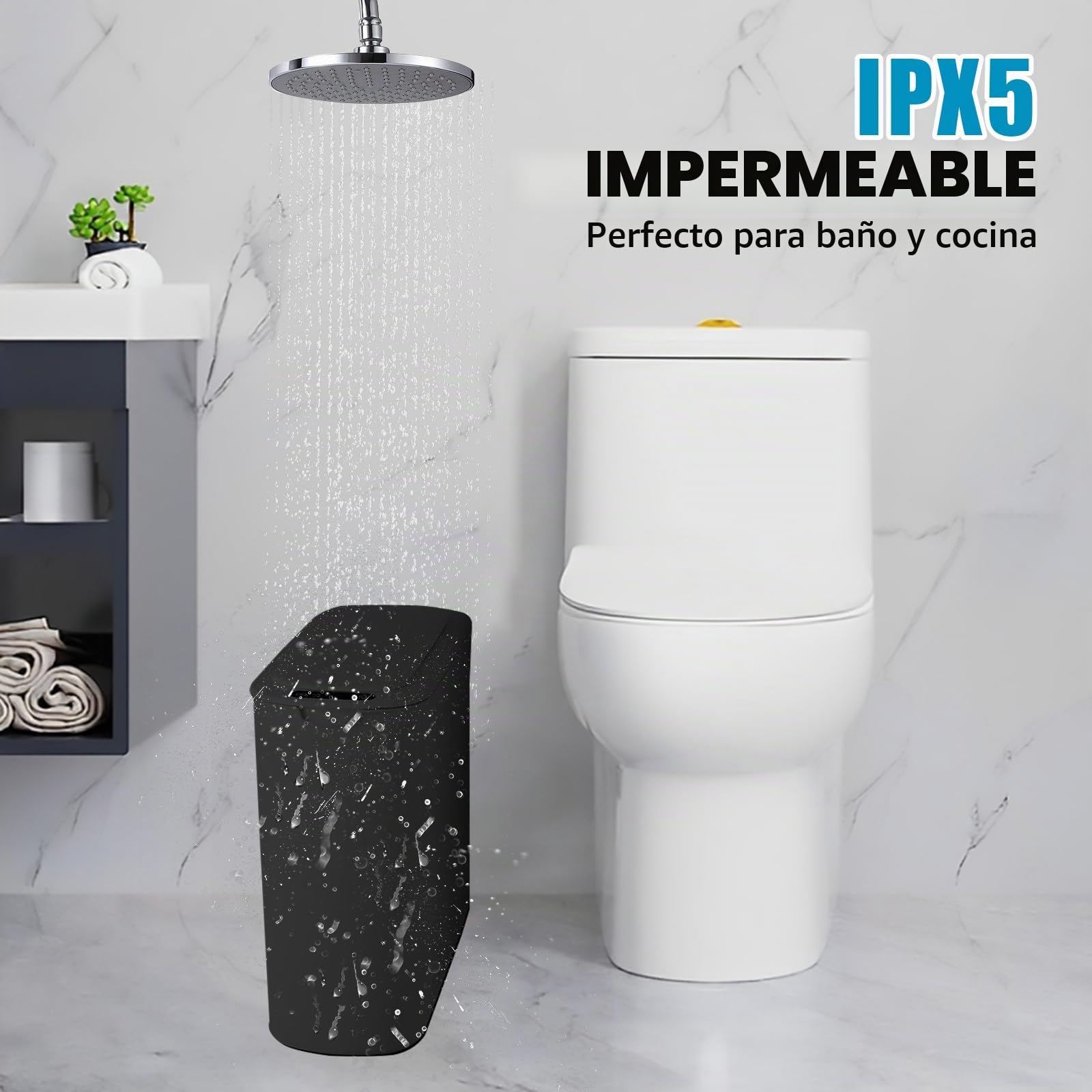 Papelera Baño Automática Con Sensor 25L, Cubo Basura Sin Contacto Negro | Cubo De Basura Con Tapa Automática, Resistente Al Agua Para Cocina, Oficina, Dormitorio Y Baño Diseño Moderno