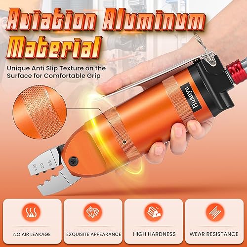 Miniatura 4 de Huanyu Máquina prensadora de alambre de crimpadora neumática Alicates de prensado neumático Abrazadera de cizalla de alambre 1.25-0.079-0.217 in