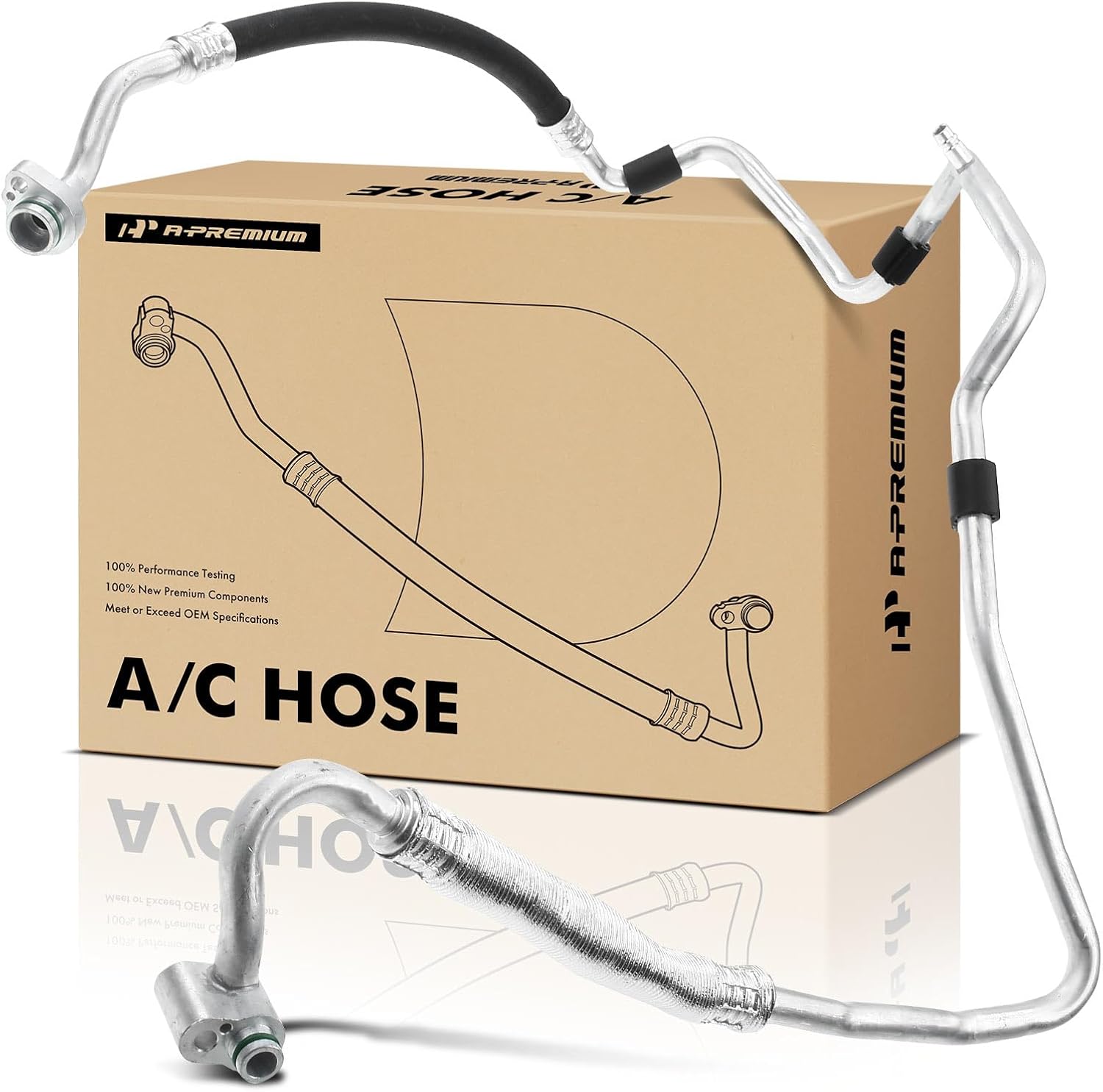 A-Premium A/C Suction Hose Assembly Compatible with Volkswagen Jetta 2006-2008, Eos 2007-2009, GTI 2006-2009/2014, Golf R 2012-2013 & Audi A3 2006-2008, 2.0L, Petrol, Compressor to Evap