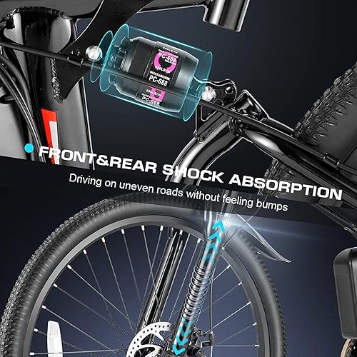 Miniatura 4 de Vivi - Bicicleta eléctrica plegable para adultos de 1000 W de potencia máxima, bicicleta de montaña eléctrica de 26" conmutadora Ebike 22