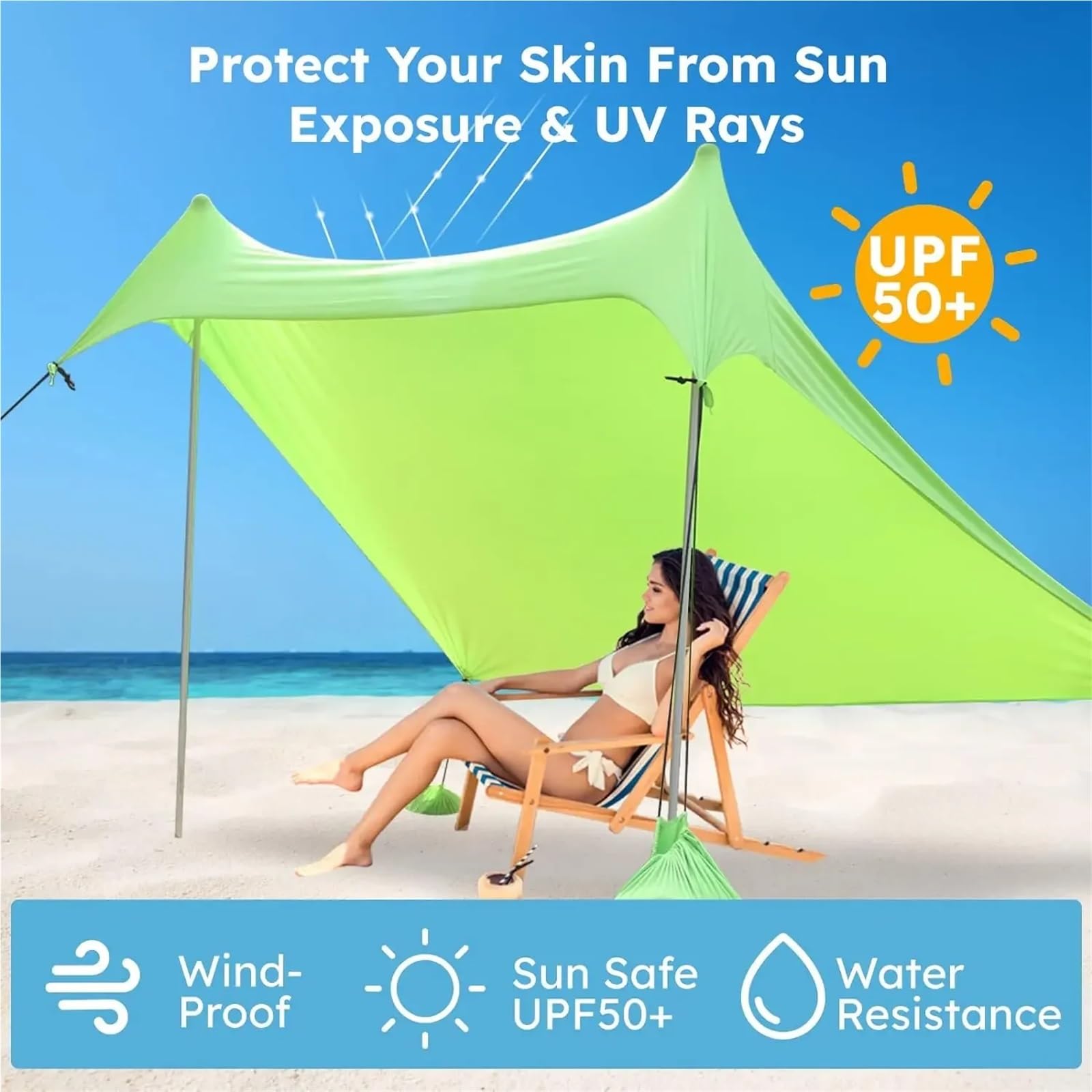 Paravento da Spiaggia Tenda da Spiaggia for Esterni, Riparo dal Sole, Tende Campeggio, Antivento, monoblocco(Size8)