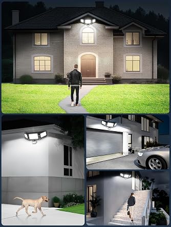 Security Lights Outdoor Motion Sensor 200W,20000LM Floodlight with Remote Control,6500K Daylight White Flood Light with Sensor,IP66 Waterproof PIR Security Light for Garage Garden Yard [Energy Class F]