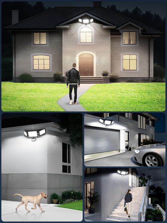 Security Lights Outdoor Motion Sensor 200W,20000LM Floodlight with Remote Control,6500K Daylight White Flood Light with Sensor,IP66 Waterproof PIR Security Light for Garage Garden Yard [Energy Class F]