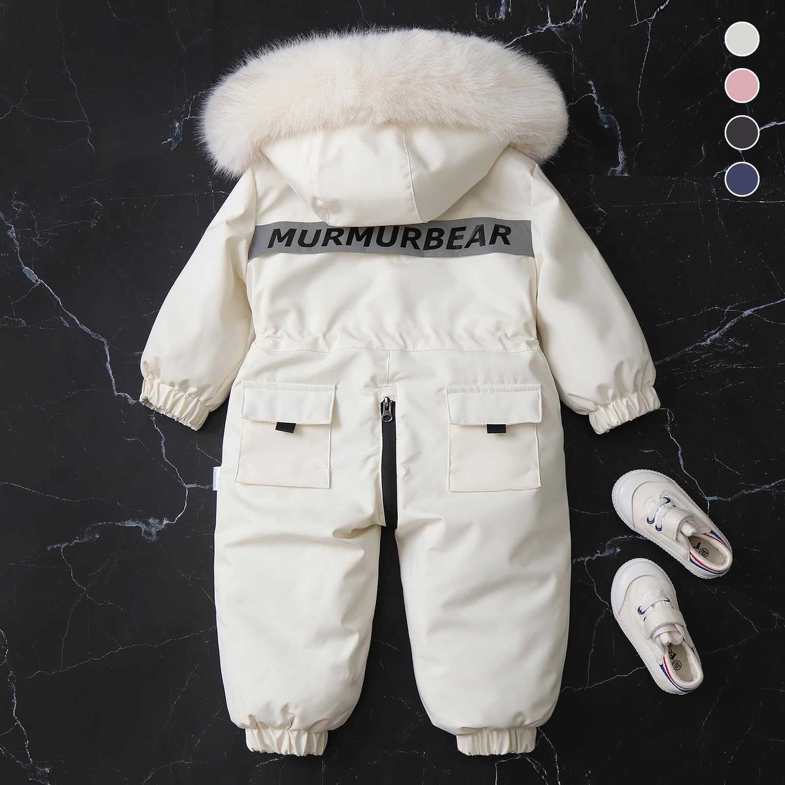 Traje de Nieve Bebé con Capucha Peleles Mono de Color Sólido y Delgado Traje de Esquí Niños Niñas Impermeable