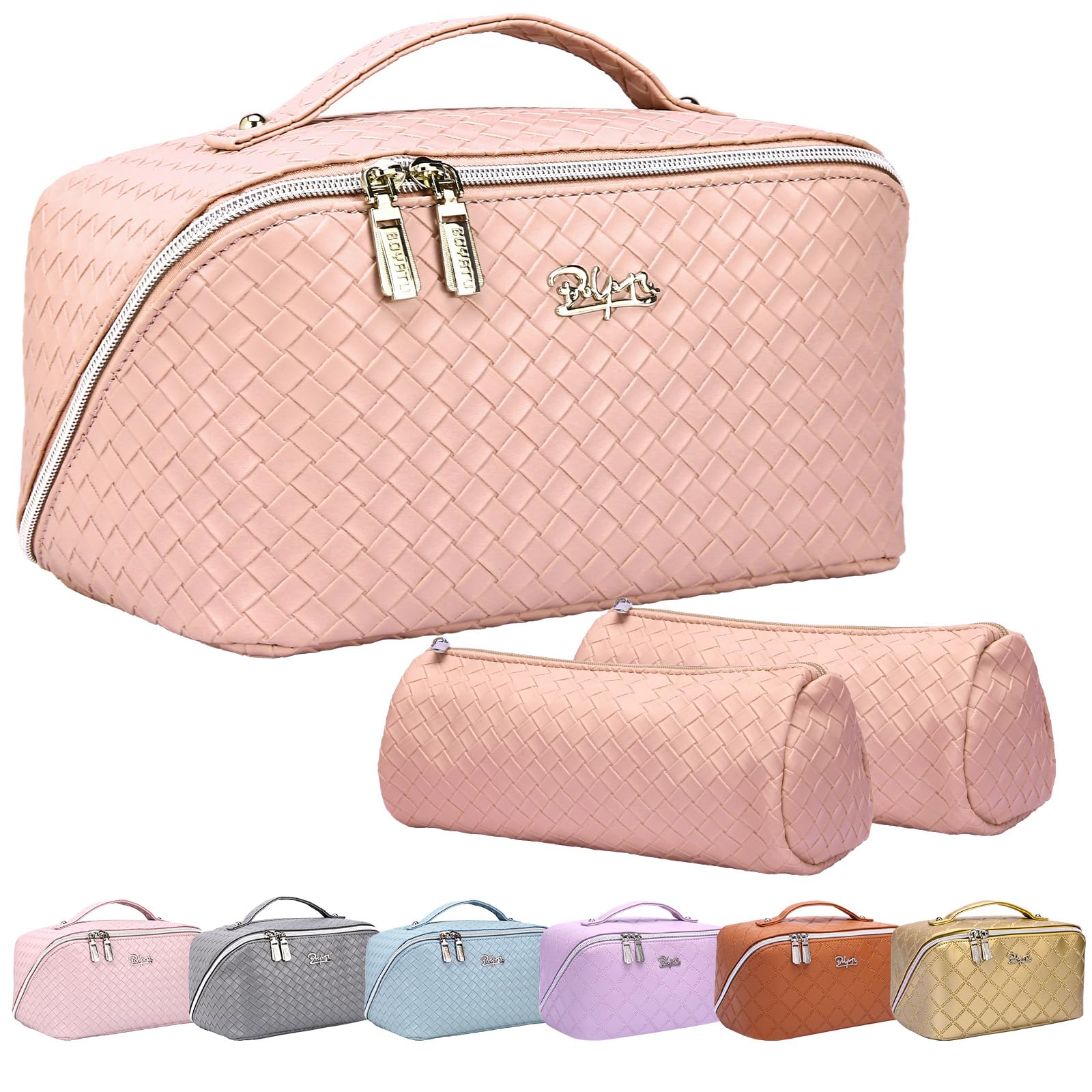 Boyatu Travel Makeup Bags For Women Large Cosmetic Bag Vegan