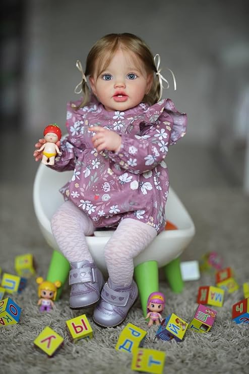 Realistic Reborn Baby Doll 24 inch Toddler Girl Look Real Lifelike Silicone Babies Soft Body Weighted Doll for Toddler Children Age 5+ Year Old Girls