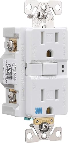 Miniatura 6 de Eaton GFCI - Receptáculo dúplex de autocomprobación 15A -125V resistente a manipulaciones y a la intemperie con placa de pared de tamaño estándar,