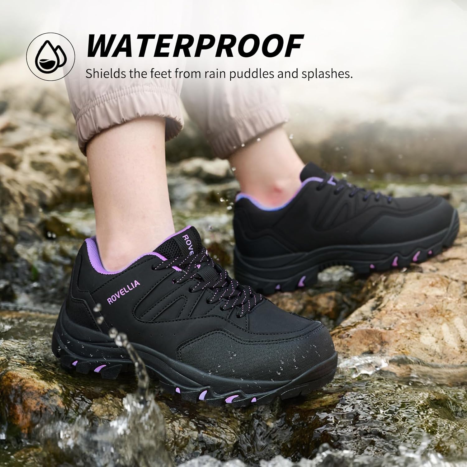 Waterproof Hiking Shoes Women Fashion Sneakers Tennis Walking Shoes Non-Slip Grip Ankle Support, Durable Comfort for Trekking, Trail Running, and Outdoor Adventures