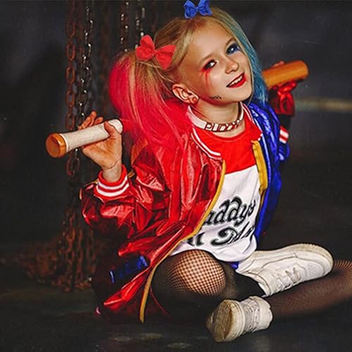 Miniatura 5 de AUOCATTAIL 2 pinzas para el cabello con lazo de cinta azul y rojo, accesorios de pelo de payaso de 3 pulgadas para niñas, niños, decoración del día