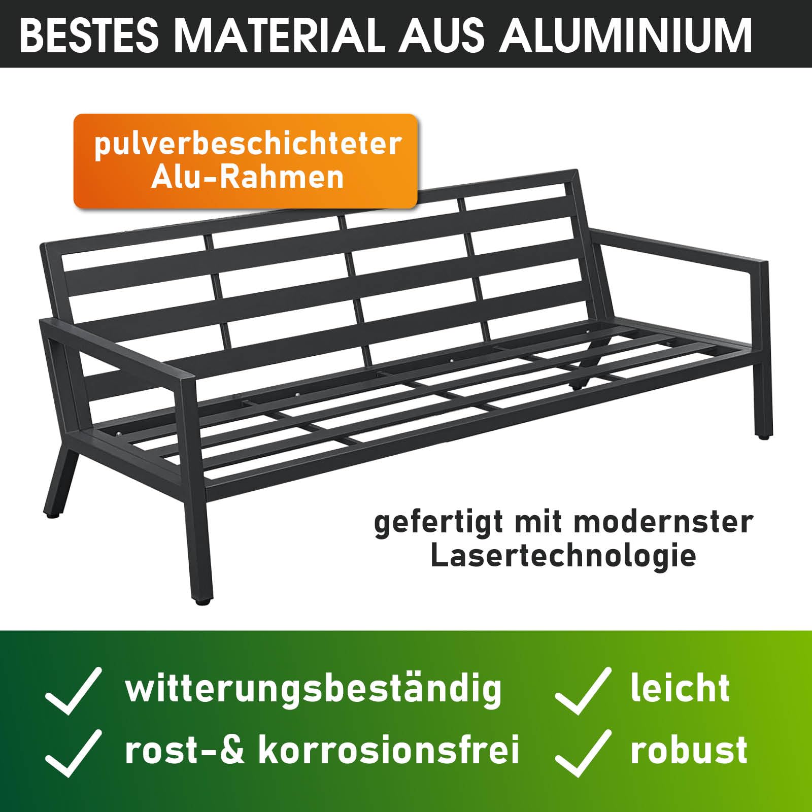 BRAST Gartenlounge-Set Aluminium Adria | viele Varianten & Module | bis zu 5 Personen | Sofa Sessel Tisch | korrosionsfrei wetterfest | Loungemöbel Essgruppe Gartenmöbel | Loungesessel