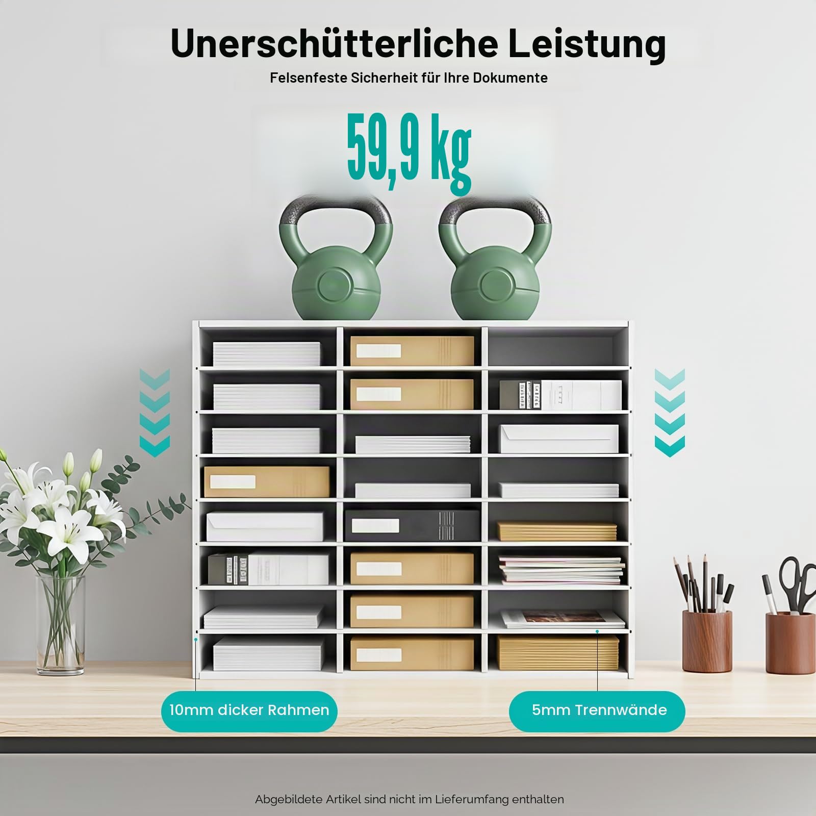 Ablagefächer, 24/36-Fächer-Literatur-Organisator, Büro Schreibtisch Organizer, Desktop-Aktenhalter Dokumentenlager, Dokumentenhalter, für Bücher, Zeitschriften (Weiß, 73.7 * 30.2 * 59.6cm)