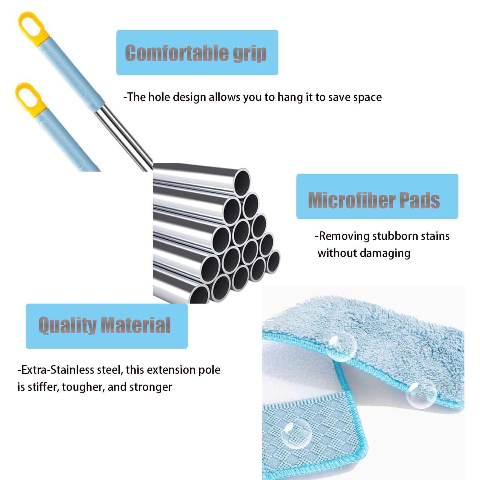 Limpiacristales Limpiador de Ventanas Escobilla limpia cristales, escobilla telescópica de acero inoxidable con cuchilla de goma, multiusos para limpiar parabrisas de coches, ventanas exteriores y del