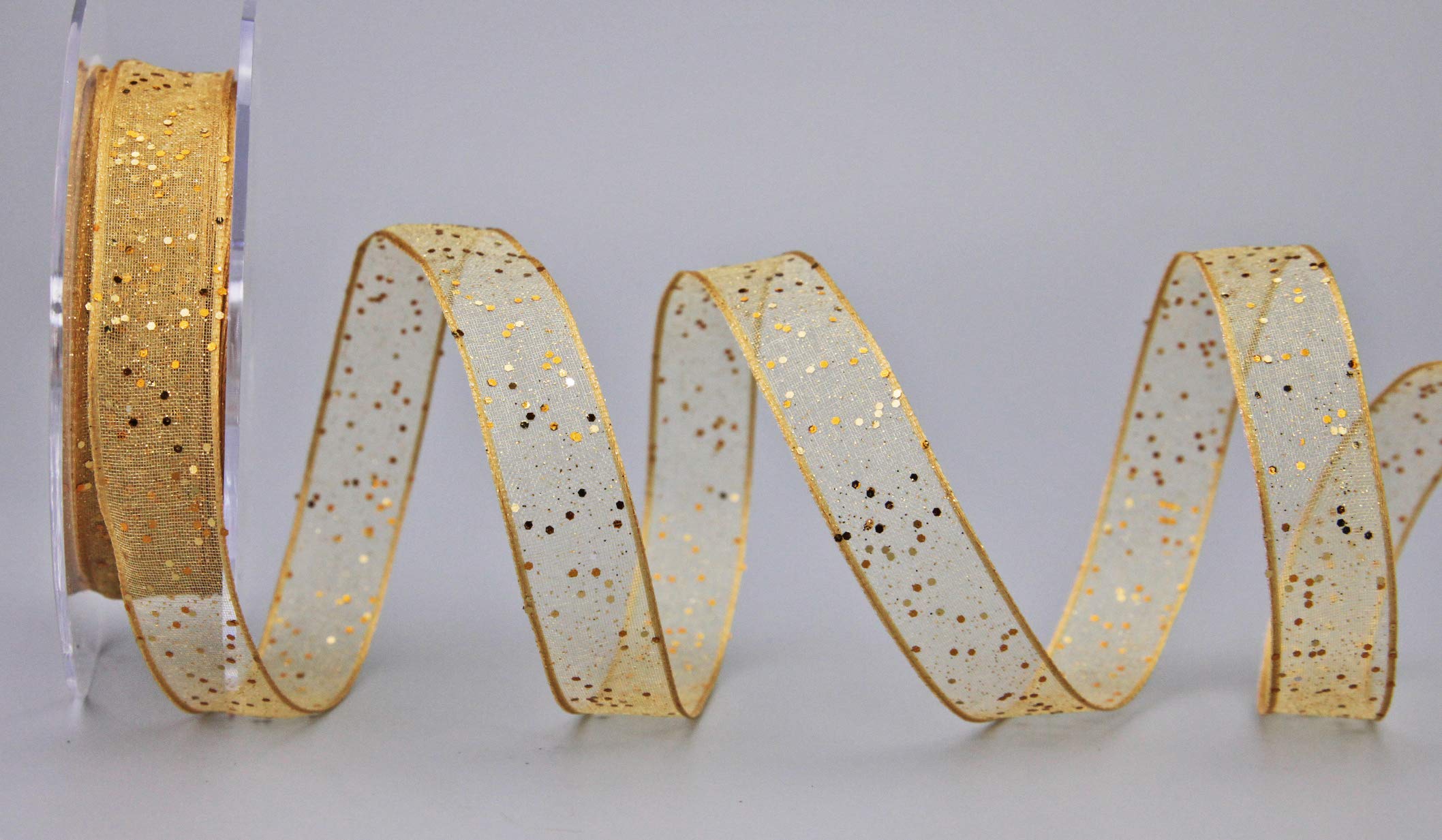 Glitzerndes Drahtband Organza – 6,3 Cm Breit, 2 M Lang, Mit Metallkante, Für Weihnachtsdekoration