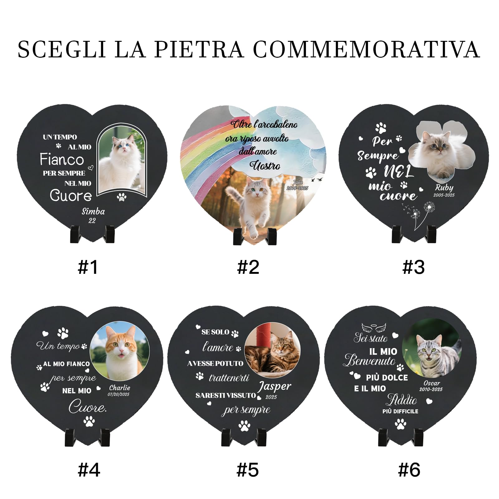 Targa Commemorativa per Gatti con Foto Pietra Tombale Personalizzata Regalo Condoglianze Perdita Animale Decorazione Giardino Style F