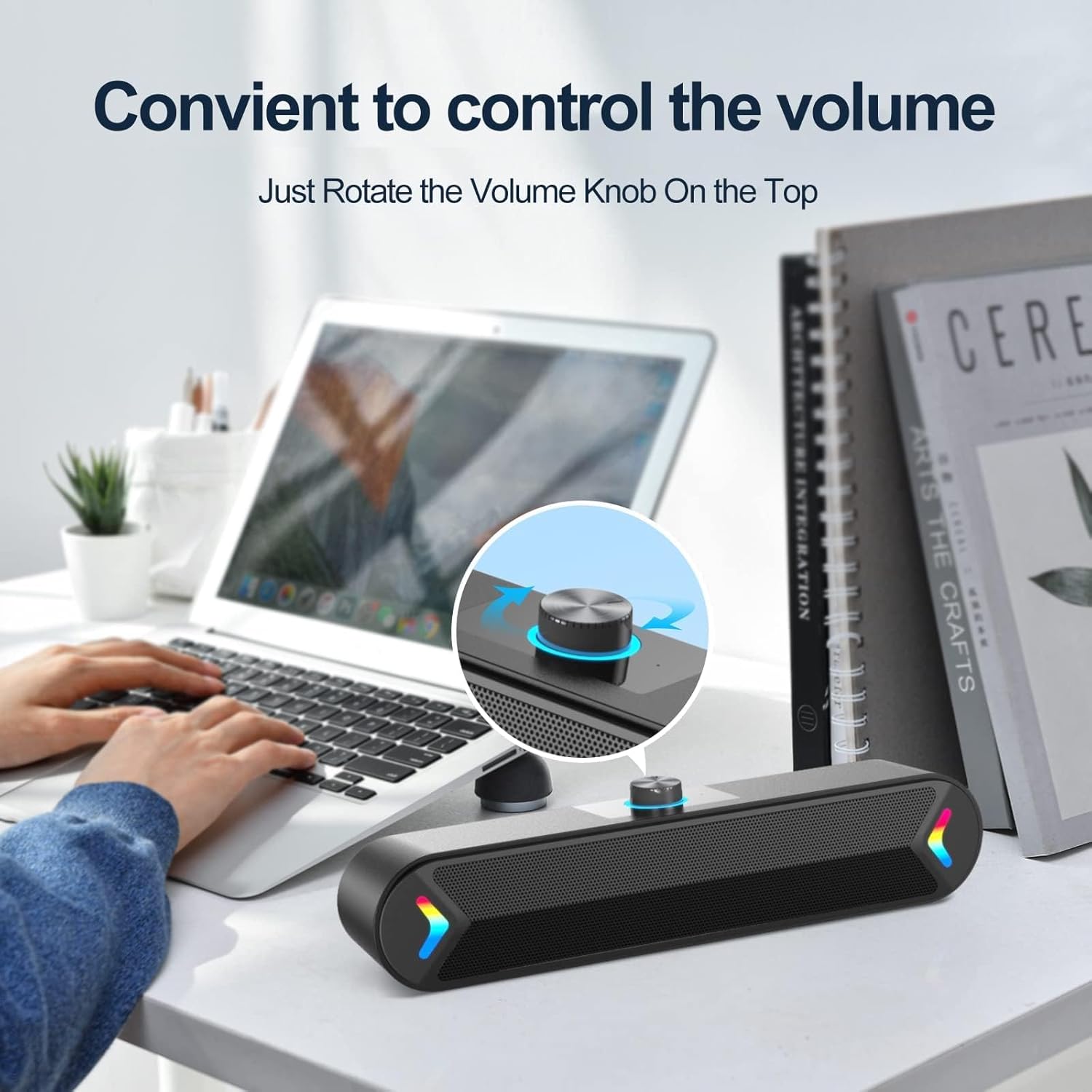 LENRUE Computer Speakers,PC Speakers for Desktop,Wired USB-Powered Sound-bar for Computer with 10W Stereo Sound and Colorful Light,Plug-n-Play (A39PRO /Black) - Image 5