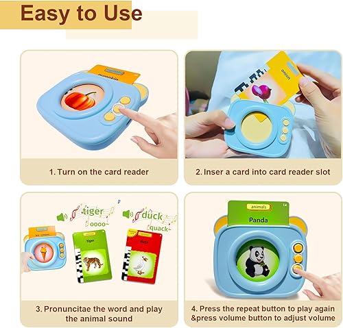 Miniatura 4 de Tarjetas didácticas parlantes para niños de 2 a 6 años, incluyendo 112 tarjetas y 224 palabras visuales, terapia del habla y juguetes de viaje para