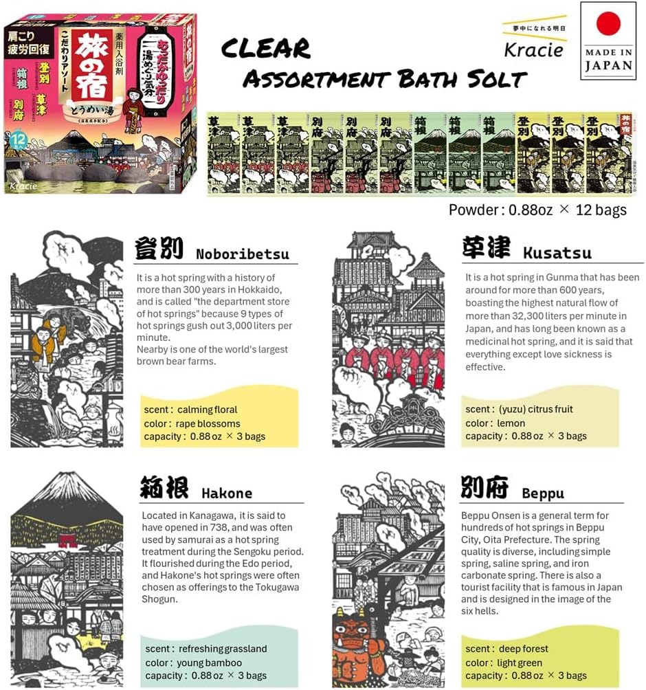 Tabi no Yado 2 Boxes (8 Types, 24 Packs) Japanese Onsen Bath Salt Set. * Quasi-Drug.