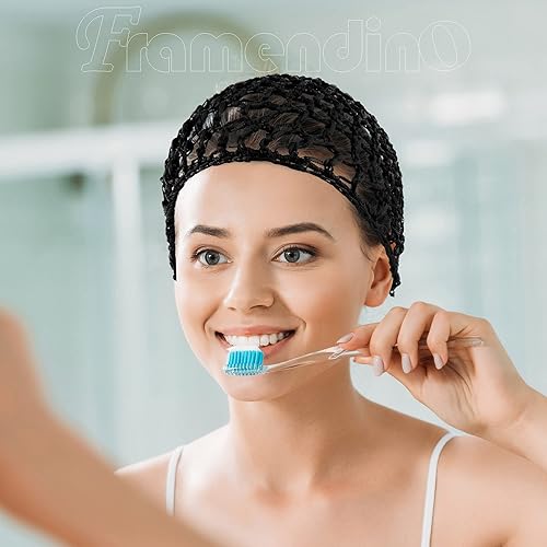 Miniatura 4 de Framendino, Red de ganchillo de malla para el pelo de rayón de punto de redecilla de redecilla de pelo adorno para dormir por la noche, accesorios