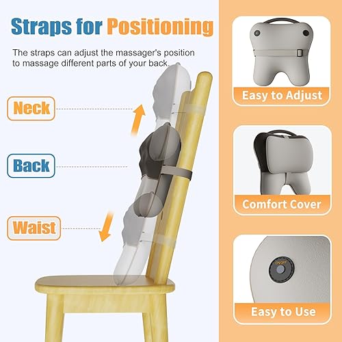 Miniatura 6 de Shiatsu Masajeador de cuello y espalda con calor, masajeador de espalda para aliviar el dolor de tejido profundo, masajeador para dolor de cuello y