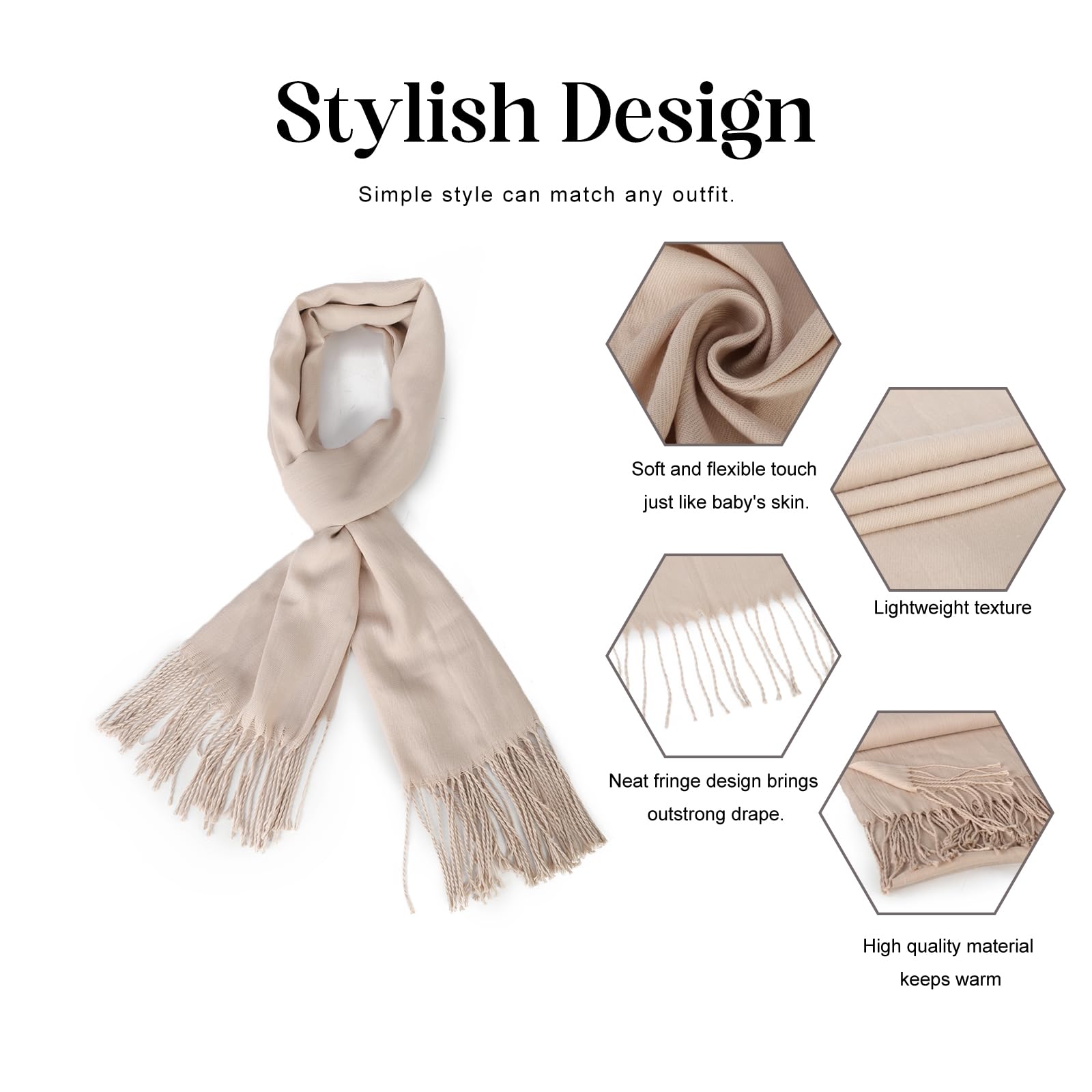 Sumato Sciarpa da donna autunno inverno confezione da 2 – sciarpe leggere oversize con effetto cashmere – sciarpe lunghe e morbide in beige e rosso