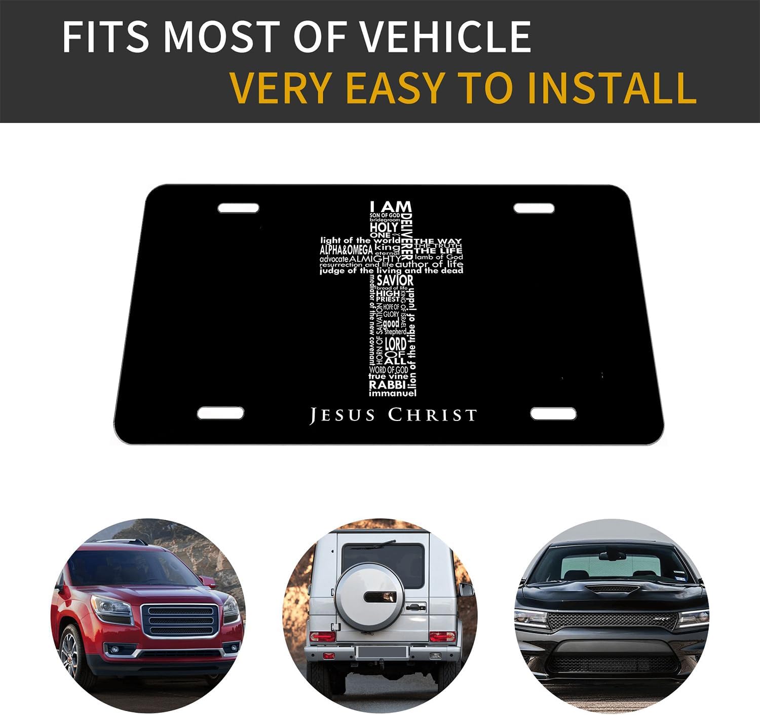 IAM Son of GOD JESUSCHRIST.Decorative Front License Plate Cover.Wall Decoration.Vehicle Decoration.Female License plate6x12inch 4(Holes) (153013)