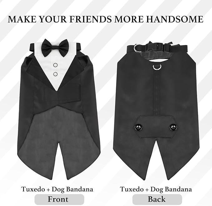 Traje Formal para Perro, Esmoquin con Bandana, Talla M miniatura 2