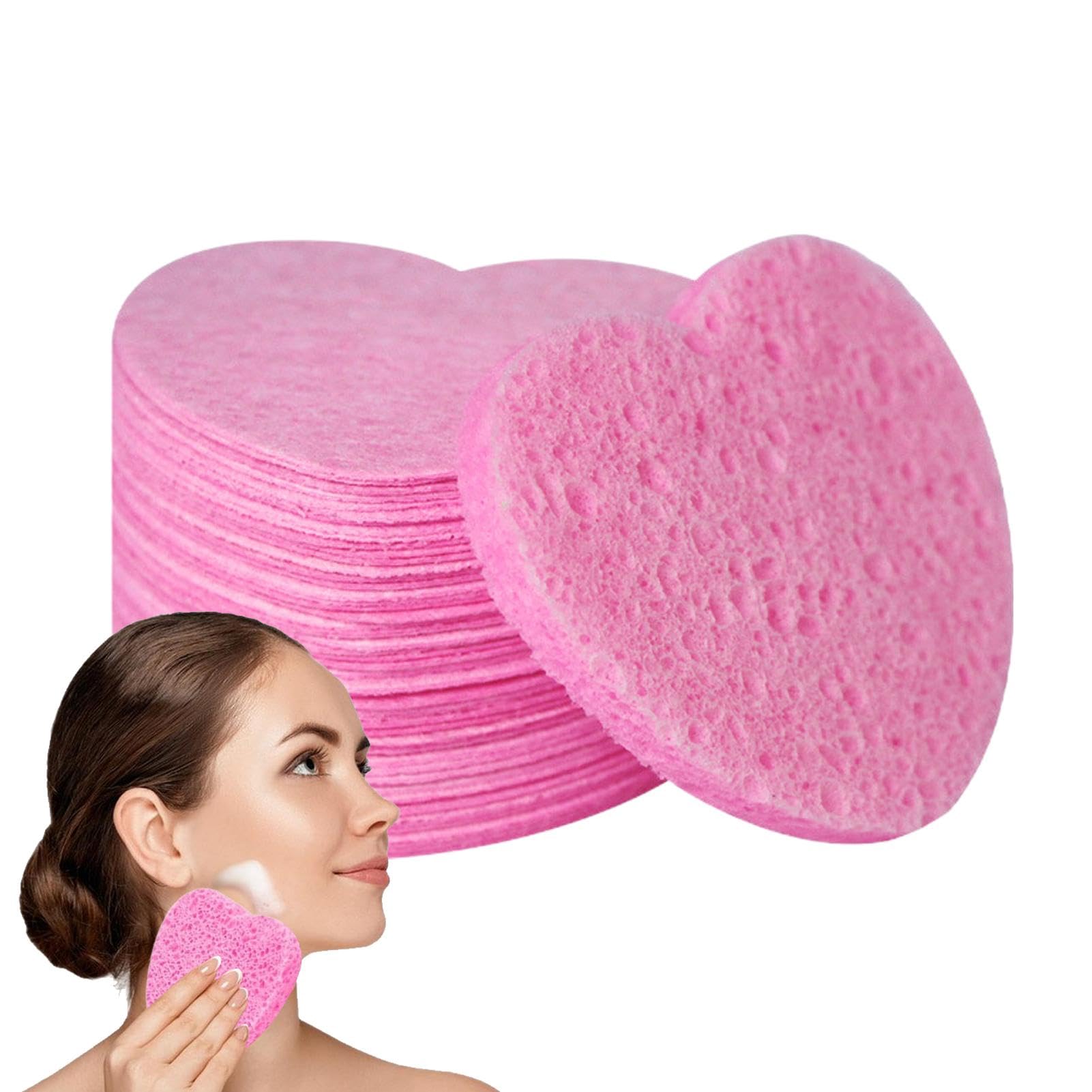 圧縮されたハート型のフェイシャルスポンジ,天然木材パルプ,綿のフェイシャルクレンジングパッド,角質除去用,再利用可能,10〜200個 Amazon | 使い捨てフェイシャルスポンジ - 圧縮フェイシャルスポンジ