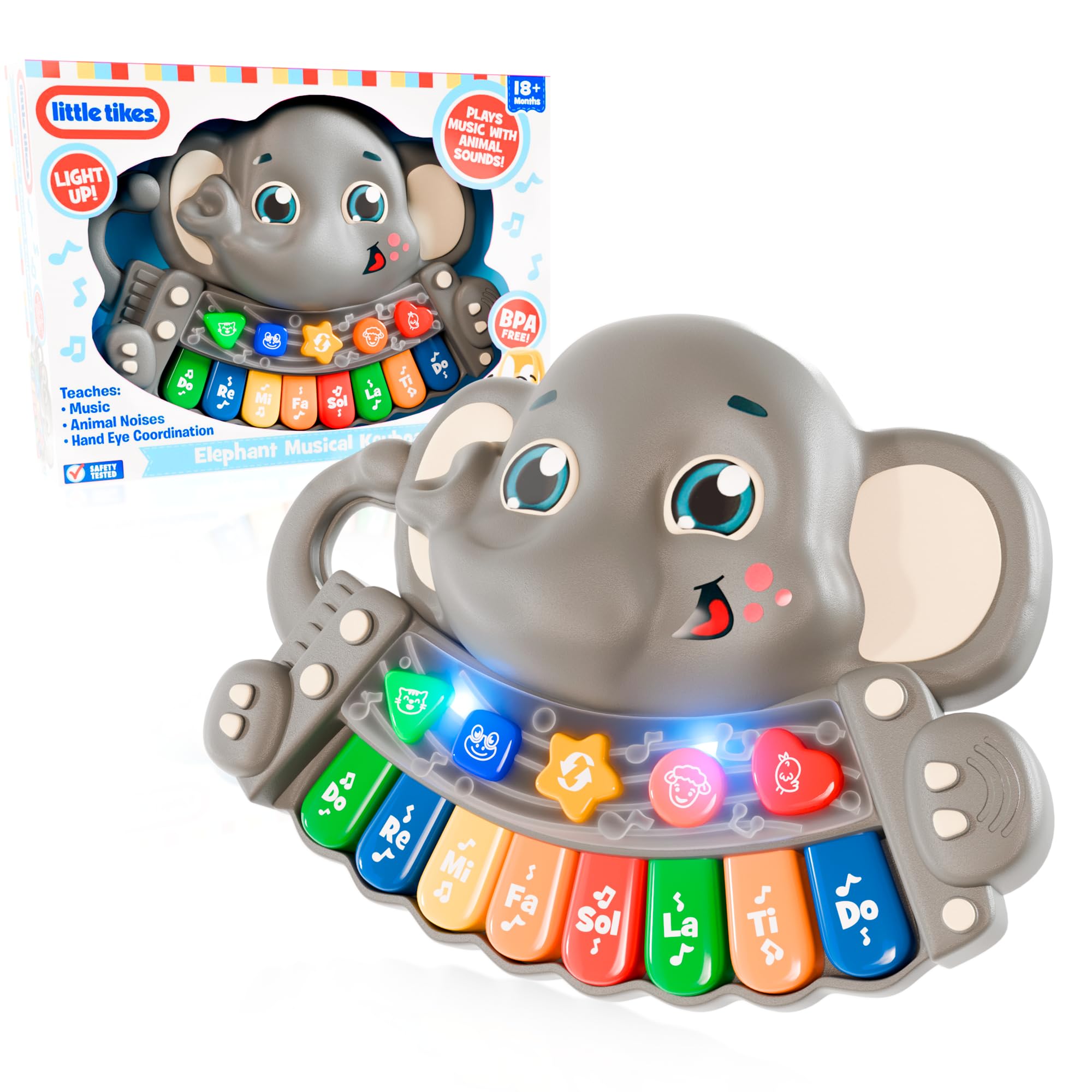 Lollipop - Little Tikes Elephant Musical Keyboard Toy for Toddlers – Baby Piano Toy Lights Up, Plays Music & Animal Sounds – BPA Free, Safety Tested Mini Electric Piano – Musical Toys for Kids