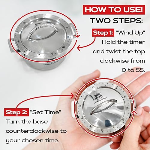 Miniatura 4 de FORJARS Temporizador de cocina mecánico para cocinar, temporizadores manuales de 60 minutos con alarma fuerte, no requiere baterías, ideal para